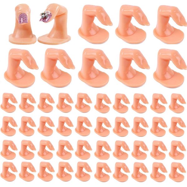 Lorvain 50 Pieces Practice Fingers Training, Nail Manicure Training Fingers Nail Practice Fingers Model, Acrylic Nails Practice Finger Nail Art Training Display Decoration