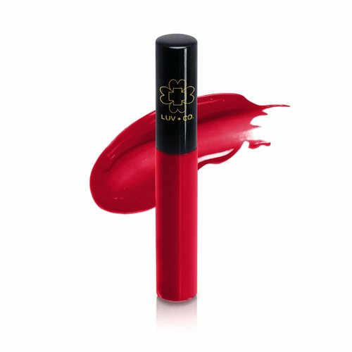 LUV+CO Lip Gloss 7ml 90% Organic Moisturizing Lip gloss Non Sticky Shiny Natural Colorants For Light Glossy Coverage Gluten Free Paraben Free | Classic Red | Divine
