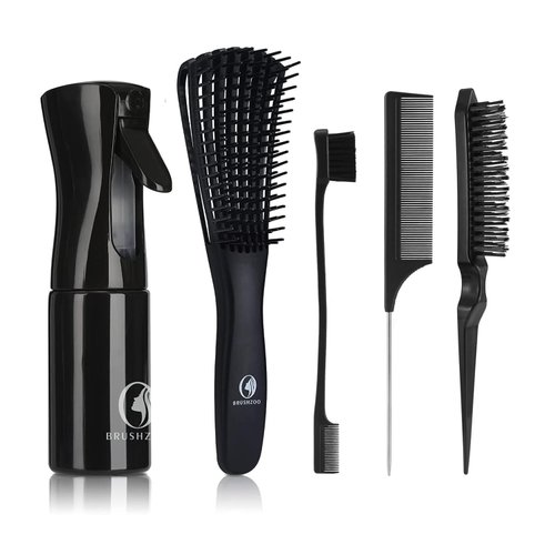 BRUSHZOO Hair Brush Set, Hair Brushes for Women Men kid, Detangler Brush for Wet Dry Curly Hair Detangling, Hair Combs for Parting Styling, Hairbrush for Thick Fine Thin Hair Care