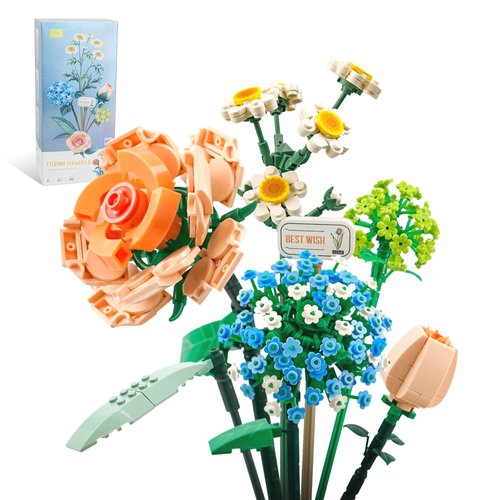 SANCO Artificial Flowers Building Set - Mini Bricks Flower Bouquet, Unique DIY Decoration Home, 680 Pieces Botanical Collection for Kids and Adults Birthday Valentine's Day Gift