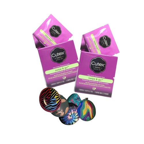 Cutex Nail Care swipe & go nail polish remover pads wipes 10ct. per box | 2 boxes- with 1 zipper accessory nail/tech case. Quick & Easy, excellent nail polish remover, use at home or on-the-go!
