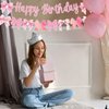 GOTPASS Pink Bow Happy Birthday Banner Bow Themed Birthday Decorations Baby Bridal Shower Girl Cute Birthday Party Supplies