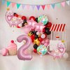 7pcs Pink Crown Dinosaur Balloons, Girl Dinosaur Birthday Number Mylar Foil Balloon Pink Dinosaur 2nd Birthday Party Supplies Decorations (2nd)