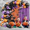 AIBIIN 153pcs Halloween Party Balloons Halloween Balloon Arch Garland Kit Black Orange Purple Confetti Balloons Orange Purple Foil Fringe Curtain Halloween Birthday Baby Shower Party Balloons Supplies