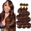 24 26 28 Inch Color 4 Bundles Dark Brown Body Wave Human Hair Bundles Brazilian Unprocessed Hair Chocolate Brown Bundles Color 4 Body Wave Bundles Hair Extensions
