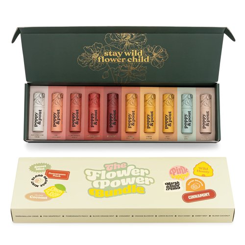 Jumbo Lip Balm Gift Set (10-Pack) | Poppy & Pout All Natural Lip Balms & Moisturizers | Hydrates with Beeswax, Vitamin E, Organic Coconut Oil | Cruelty-Free | Lip Balm in Recyclable Cardboard Tube