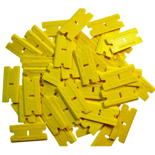 miniscraper 1 Pack (100pcs) 2X-Plus Double Edged Plastic Razor Blades with a Thicker and Thinner Edges