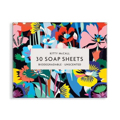 Kitty McCall Soap Sheets from Galison - 1 Package (30 Unscented Sheets), Convenient Biodegradable Hand Soap Sheets for On-The-Go Life, Features Beautiful Floral Design, 2.65” x 3.25” x 0.2”