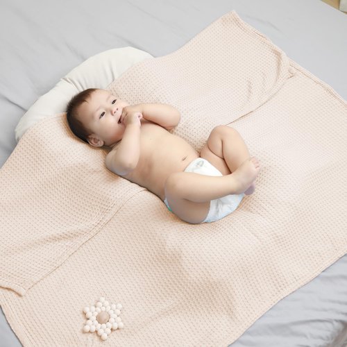 Kloovete 36” X 40” Inches Cooling Baby Waffle Weave Blanket, Ultra-Soft Lightweight Receiving Blanket for Newborn, Breathable Comfortable Baby Swaddle Blanket for Boys and Girls(Oat)