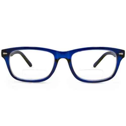In Style Eyes Seymore Retro Bifocal Cheaters Reading Glasses - Full-Rimmed Classic Oval Acetate Frame - Non-Progressive Lens - Blue - 2.5x