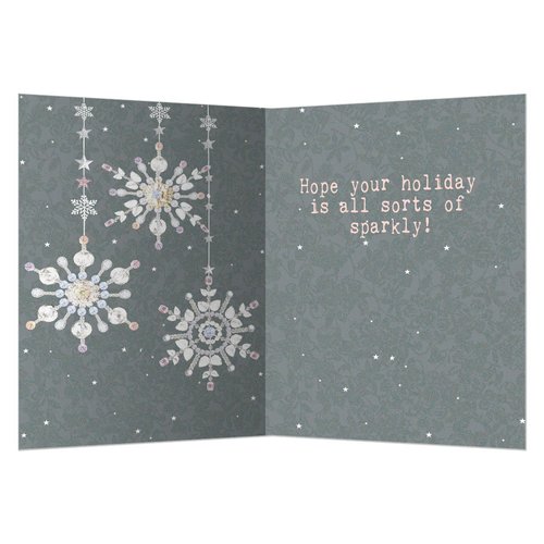 Tree-Free Greetings Holiday Greeting Cards, Gray Snowflake Happy Holidays, Vintage Brown Recycled Paper, Boxed Note Card Set, 10-Pack (HB93304)