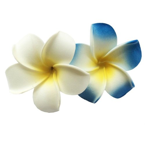 2 PCS 7cm Hawaiian Frangipani Plumeria Foam Head Flower Party Beach Hair Clip Hair Accessories (W...