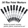 Shuttle Art Permanent Markers, 30 Pack Black Permanent Marker set,Fine Point, Works on Plastic,Wood,Stone,Metal and Glass for Doodling, Marking