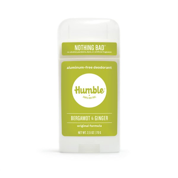 HUMBLE BRANDS Original Formula Aluminum-free Deodorant. Long Lasting Odor Control with Baking Soda and Essential Oils, Bergamot and Ginger, Pack of 1