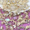 30pcs Random Gold Nail Charms Luxury Zircon Nail Rhinestones 3D Alloy Flower Butterfly Nail Art Charms Metal Snake Rabbit Heart Charms for Nails Mix Styles Nail Gems Nail Jewels for Nail Art Supplies