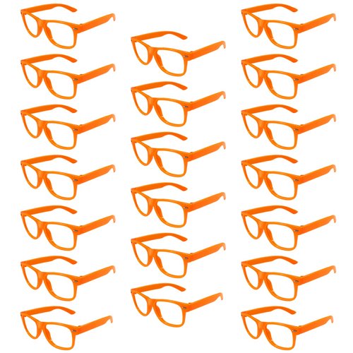 Pibupibu 8/20 Packs Kids/Adult Frame Only No Lens Orange/Multicolor Glasses Party Favors Supplies (Kids 20 Pack-Orange)