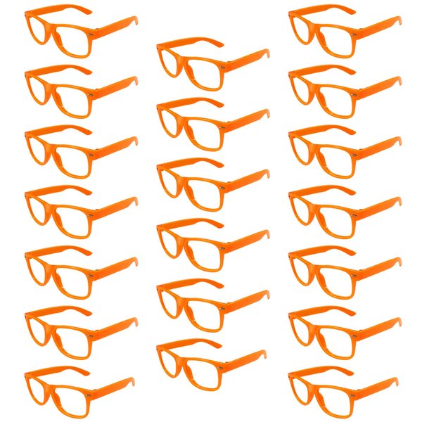 Pibupibu 8/20 Packs Kids/Adult Frame Only No Lens Orange/Multicolor Glasses Party Favors Supplies (Kids 20 Pack-Orange)