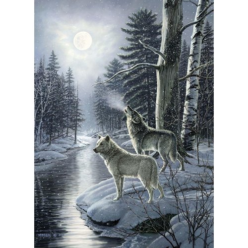 Cobble Hill 1000 Piece Puzzle - Wolves by Moonlight - Sample Poster Included