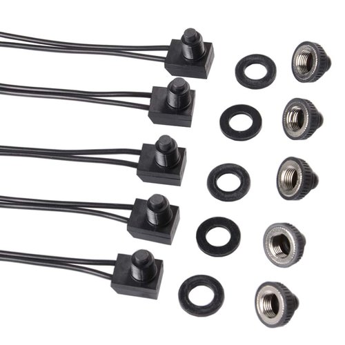 Quentacy 5Pcs Push Button Switch 12V Wired RV Waterproof On-Off Micro Light Toggle Switches for Motorcycle Car Truck Boat Marine (Black)