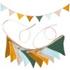 Uorbmaio Bunting Banner Triangle Flags Fabric, Garland Bunting Flag Banners for Woodland Party Banner Baby Shower Party Supplies Classroom Nursery Playroom Decor(Brown Yellow)