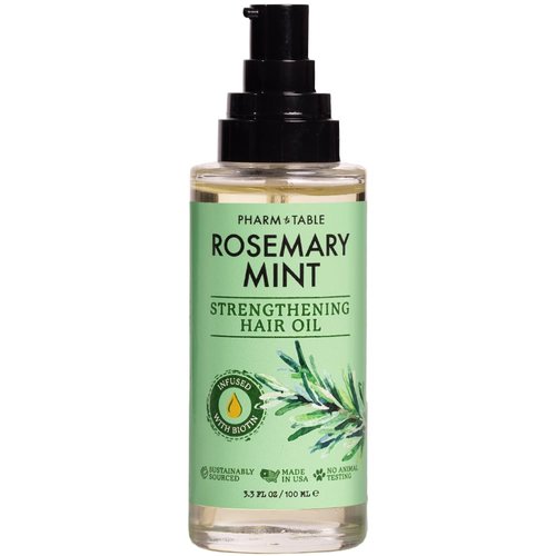 PHARM TO TABLE Rosemary & Mint Hair Oil - Infused with Biotin, Nourishes the Scalp, Helps Support Hair Growth, 100ml
