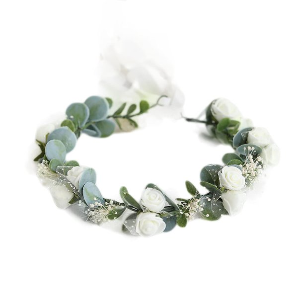 Dlynmoo Flower Crown Floral Wreath Headband Floral Crown Wedding Festivals Photo Props Headpiece TG02066