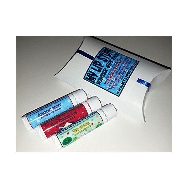 My Lip Stuff WINTER GIFT PACK (Eggnog, Arctic Mint, Hot Chocolate) natural lip balm set