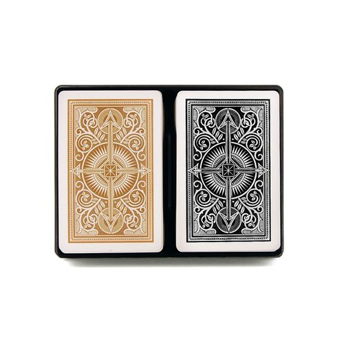 KEM Arrow Black and Gold, Bridge Size- Standard Index Playing Cards (Pack of 2), Arrow Black/Gold