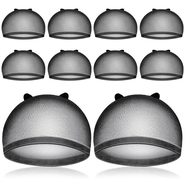 HD Wig Cap, IKOCO 8 Pcs Black Wig Cap Ultra Thin Wig Cap for Lace Front Wig Nylon Stocking Caps for Wigs Sheer Wig Cap for Women