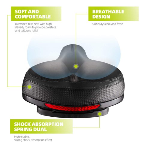 Roguoo Bike Seat, Most Comfortable Bicycle Seat Dual Shock Absorbing Memory Foam Waterproof Bicycle Saddle Bike Seat Replacement with Refective Tape for Mountain Bikes, Road Bikes
