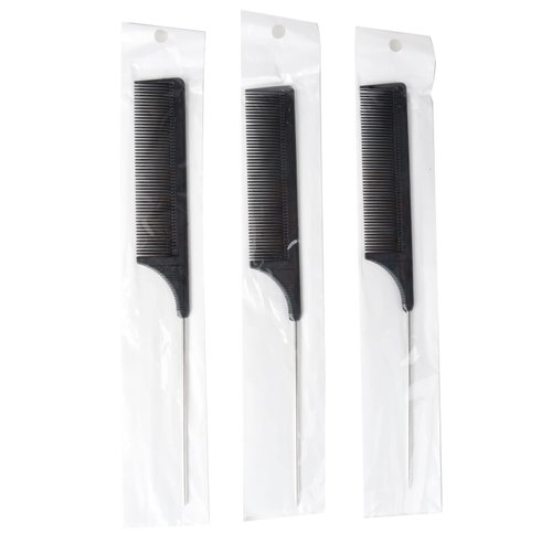 3 Pieces Metal Rat Tail Comb Steel Pintail Rat Comb Carbon Fiber Heat Resistant Hair Parting Comb Professional Hair Styling Teasing Combs for Women Hair Edge Brush with Antic Static Pintail
