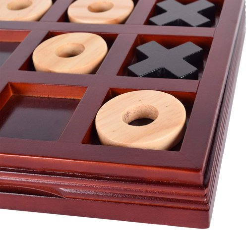 RNK Gaming Wooden Tic Tac Toe Board Game for Kids or Adults Classic Coffee Table Décor