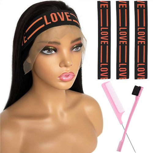 Iraatraa Wig Band Elastic Bands For Wig Lace Melting Band For Lace Front Wig Bands For Keeping Wigs In Place Edge Wrap To Lay Edges Melt Band For Lace Wigs Edge Band (5 Piece Set, Black Orange)