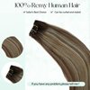 Hair Extensions Clip in Human Hair Ash Brown Mixed Bleach Blonde Highlights Clip in Hair Extensions Real Human Hair Thick Ends Long Straight Hair Extensions Clip ins Human Hair 12 Inch 70g 7pcs