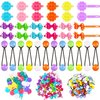 100 Pcs Hair Barrettes with Flower, Bow & Cartoon Designs - Self-Hinge Plastic Pins for Baby Girls, Toddlers (Cool)