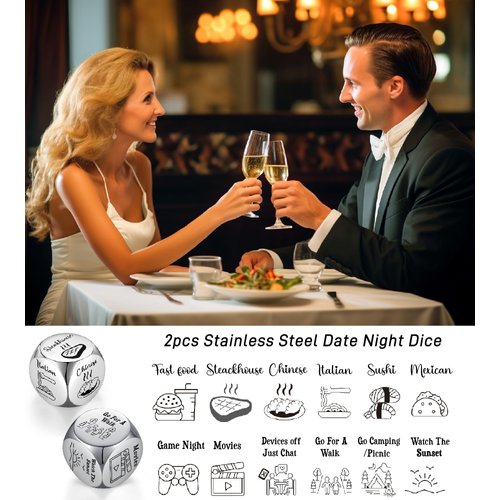 Fluzob Funny Valentines Day Gifts for Him Boyfriend Husband Her Wife Girlfriend Anniversary Birthday Women Men Date Night Dice Gag Gifts for Couples Food Dice Christmas Stocking Stuffers Basket