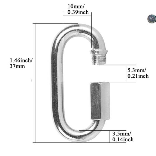 YETOOME 10 Pack 304 Stainless Steel M3.5 Chain Link, 1/8 Inch D Shape Locking Quick Chain Repair Links Pets Keychain for Outdoor Traveling Equipment