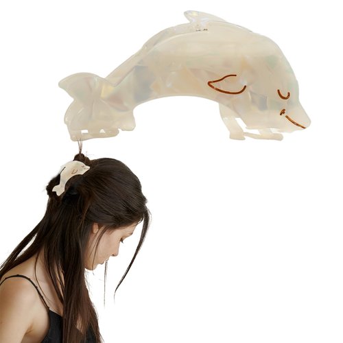 LYDZTION Dolphin Hair Claw Clips for Women Girls,Cute Animal Small Claw Clips Small Hairpins for Short Long Hair Strong Hold Jaw Clips Cute Hair Claw Clips Hair Accessories for Women Girls,White