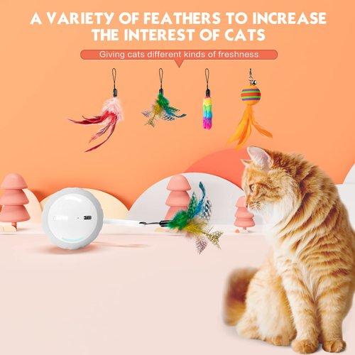 Turbo Tail Cat Ball Toy Cat Toys For Bored Indoor Adult Cats Snake Walk With Feather Interactive Cat Toys Cat Amusing Ball Toys So That Cats Are No Longer Lonely Type-C Rechargeable 4 in 1 Kitten Toys