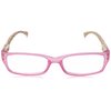 OPTX 20/20 Women's Tropic Rectangular Reading Glasses, Transparent Pink with Wooden Pattern Temples, 52 mm + 6