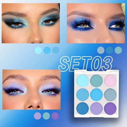 AMY'S DIARY Blue Eyeshadow Palette Blue Purple Matte eye shadow makeup,9 colors Blue Purple Matte Eyeshadow Long Lasting Colorful Eye Shadow Plattet for Women (03)