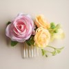 Fangsen Pink Berry Rose Hair Comb Festival Headpiece for Holiday Cosplay Women Party Silver (#531)