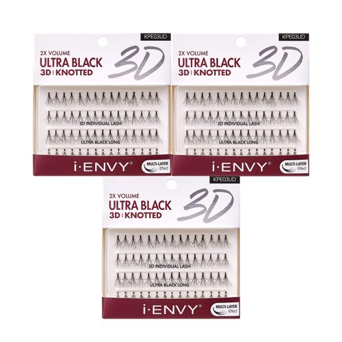 i-ENVY 2X Volume 3D Ultra Black Individual Lashes (3 PACK, Long)