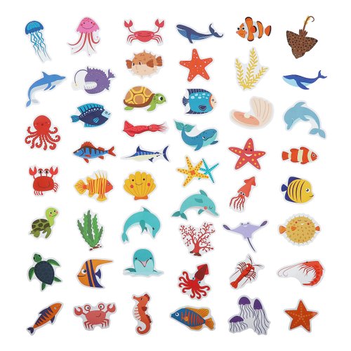 100 Pack Ocean Life Animal Stickers,Under The Sea Party Favors, Waterproof Stickers for Water Bottle Laptop Computer Phone