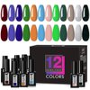 beautilux Gel Nail Polish Set, 12 Pcs Dark Red Green Blue Pink White Glitter Hema-Free Gel Polish Kit, Soak Off UV Christmas Day Nail Gel Polish Manicure for Nail Art DIY Salon at Home and Gift