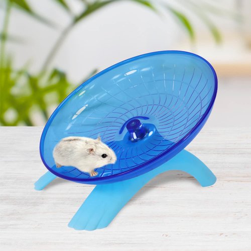 Hamster Flying Saucer Silent Running Exercise Wheel for Gerbil Rat Mouse Hedgehog Small Animals (Blue)