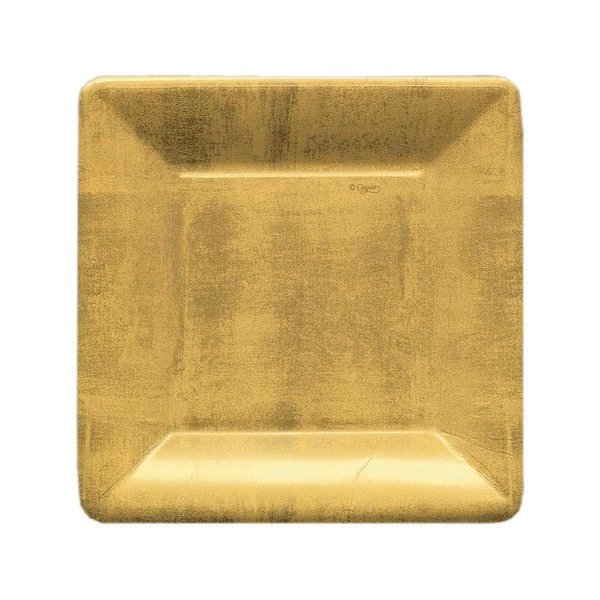 Entertaining with Caspari Square Salad/Dessert Plates, Gold Leaf, 8-Pack