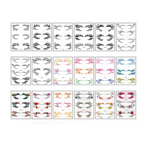 18 Sheets Eyeshadow Face Tattoo Stickers for Women's Makeup,56 PairsEye Shadow Tattoo StickerforTemporary Tattoos Sticker for Women Eye Face Makeup Decoration, Festival Rave Accessories for Parties