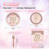 96PCS 70th Birthday Decorations for Women Rose Gold 70 Years Birthday Party Supplies Rose Gold Birthday Supplies Plates and Napkins Forks Disposable Tableware Set for Gifts Women1954 Themed Party