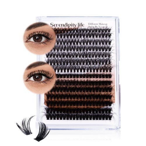 Serendipity Life Fluffy Lash Clusters 40D+60D,280pcs Individual Lash Clusters,10-18mm DIY Flat Lash,D Curl Wispy Individual Lashes.